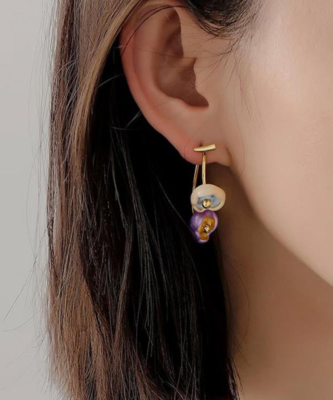 Boutique Copper Overgild Dripping Glazed Cherry Blossoms Drop Earrings