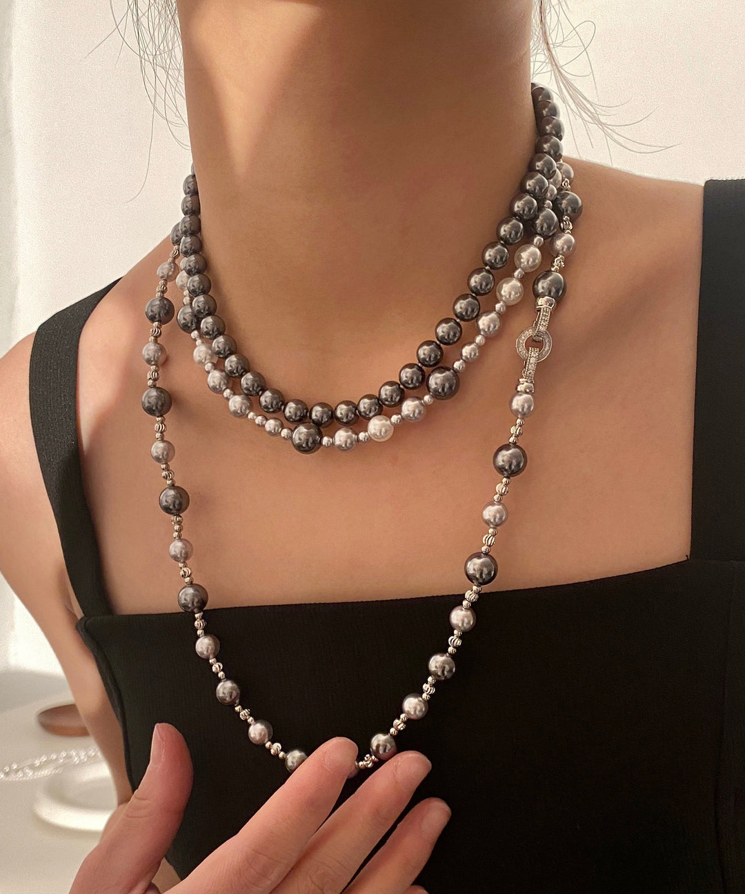 Boutique Fashion Pearl Zircon Long Necklace