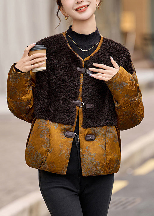 Boutique Faux Fur Patchwork Duck Down Jackets Winter