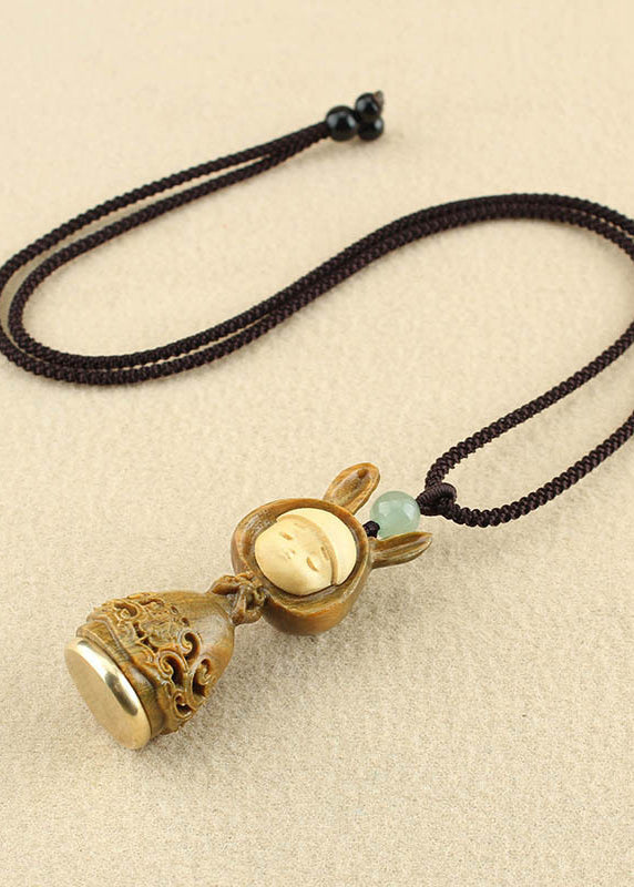 Boutique Ginger Jade Hollow Out Rabbit Girl Pendant Necklace