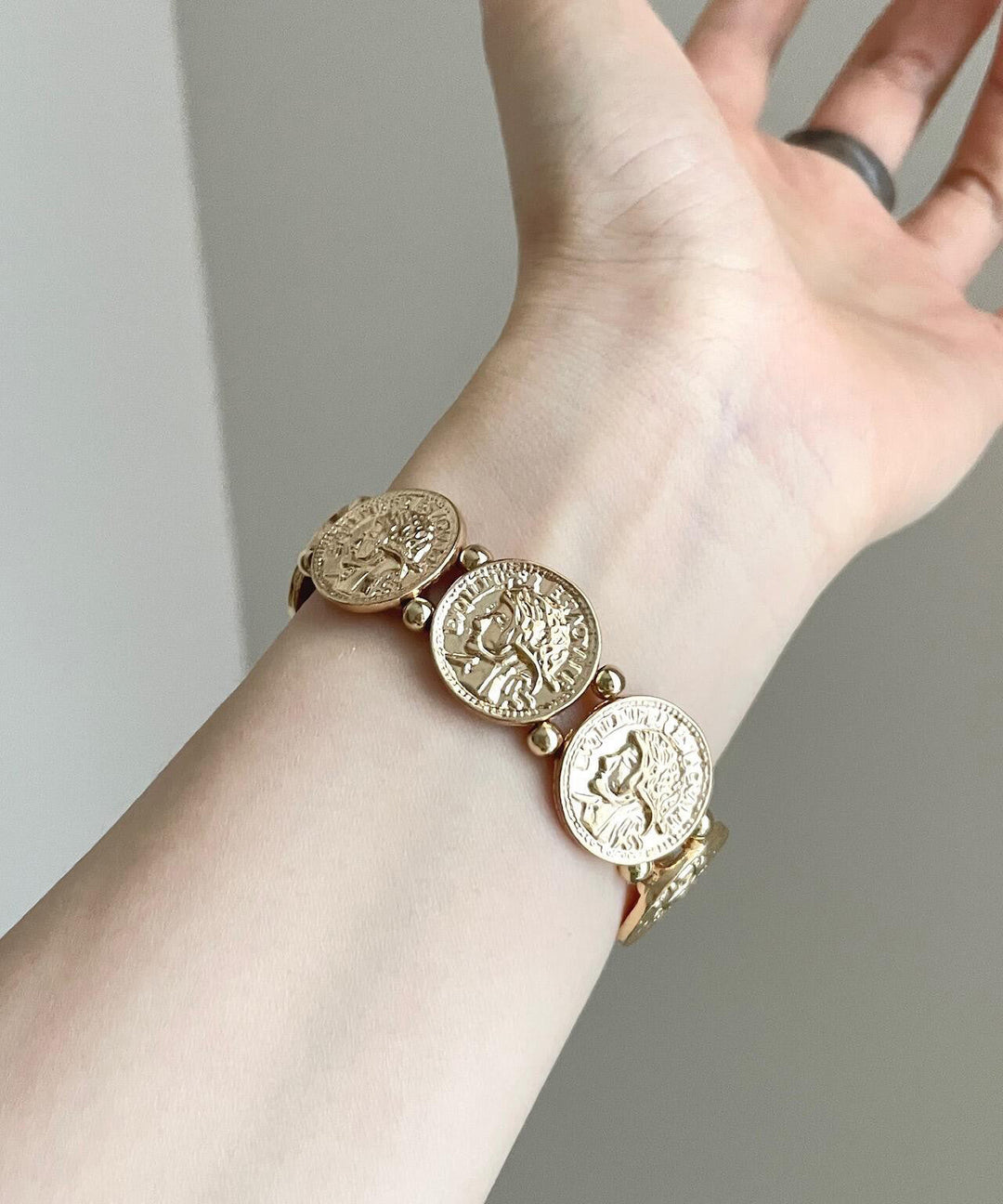 Boutique Gold Sterling Silver Alloy Copper Coin Bangle