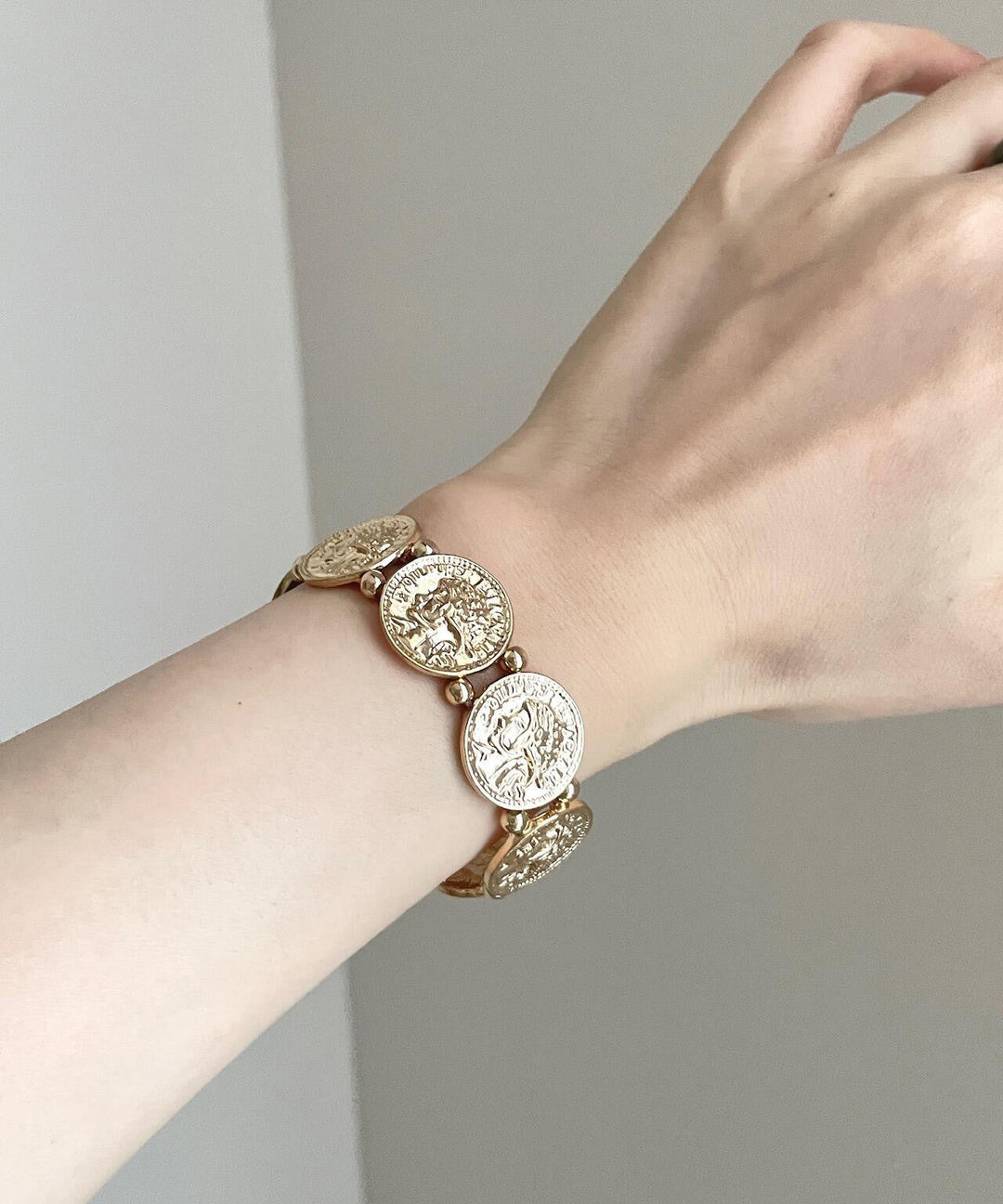 Boutique Gold Sterling Silver Alloy Copper Coin Bangle