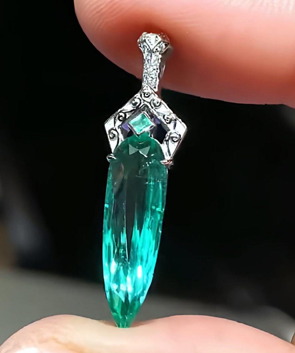 Boutique Green Alloy Zircon Emerald Sword Hairpin