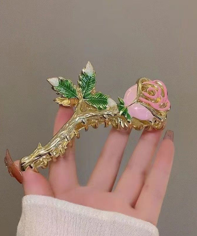 Boutique Green Metal Rose Zircon Hairpin