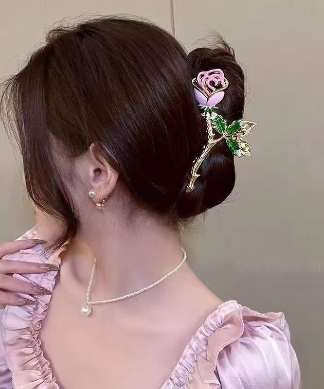 Boutique Green Metal Rose Zircon Hairpin