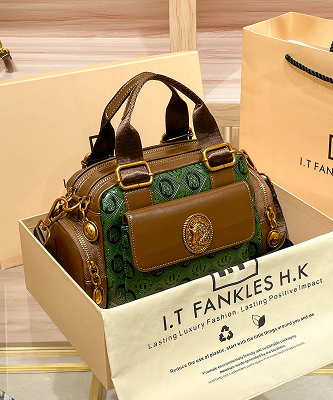 Boutique Green Solid Durable Calf Leather Tote Bag