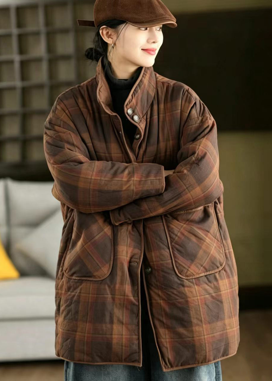 Boutique Green Stand Collar Pockets Reversible Cotton Filled Long Coat Winter