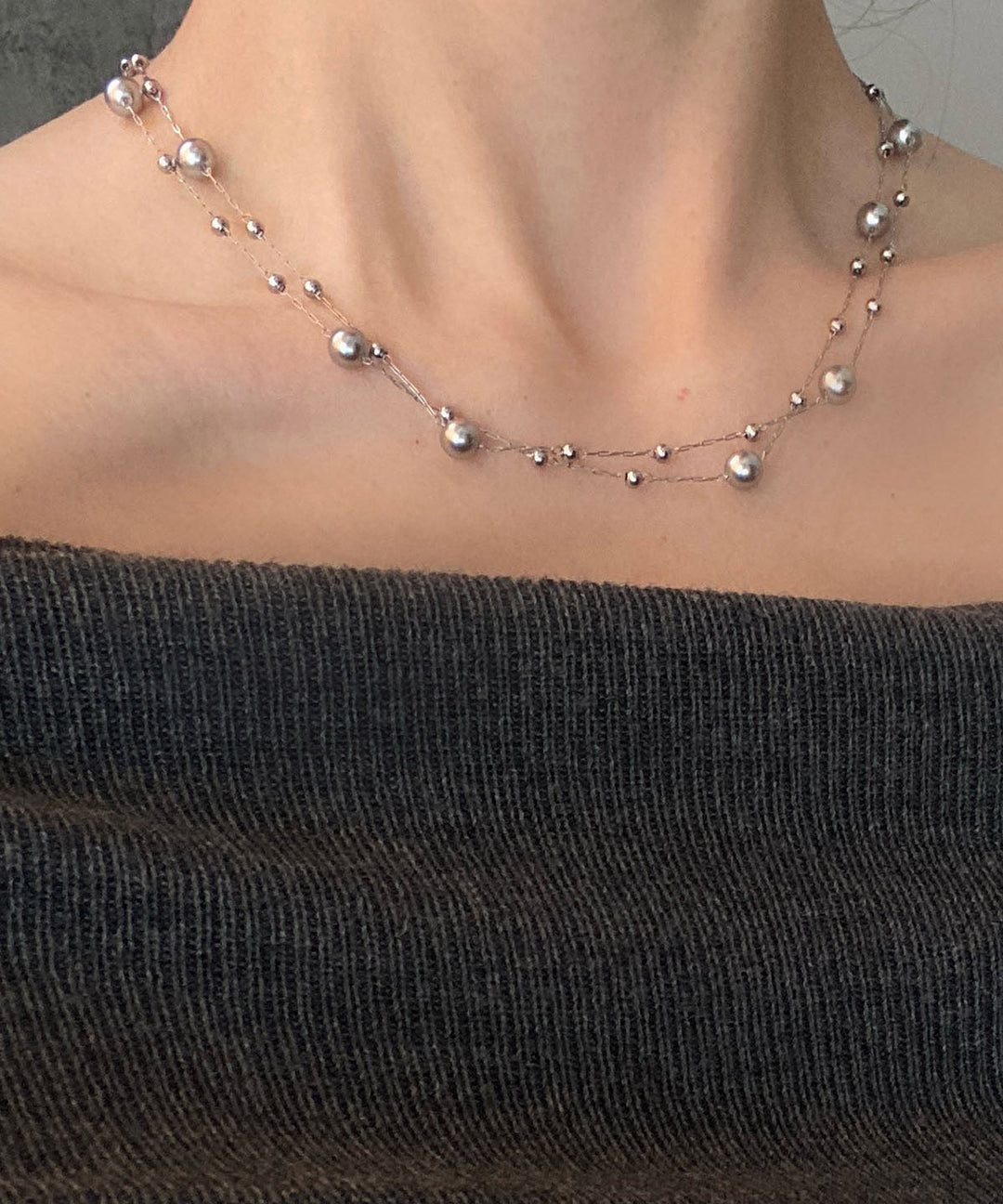 Boutique Grey Starry Sky Baroque Pearl Necklace