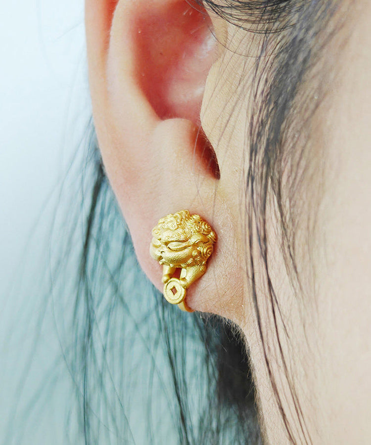 Boutique Handmade Pixiu Silver Ear Clip - Omychic