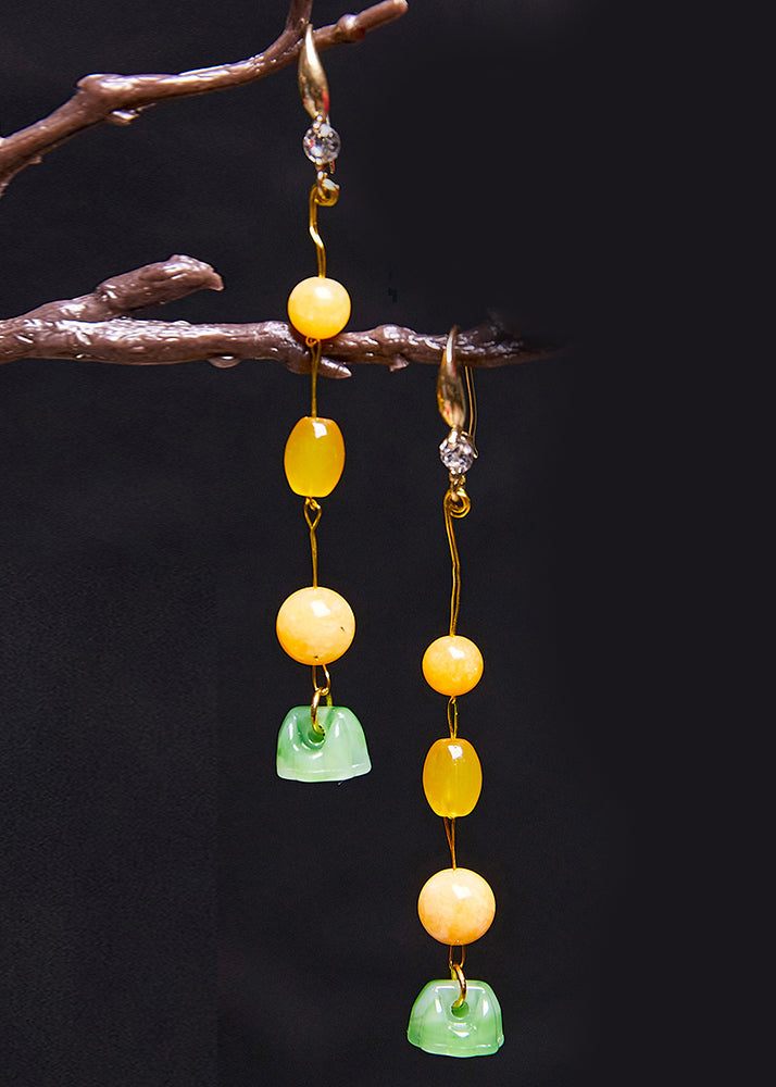 Boutique Jade Patchwork Beeswax Drop Earrings - Omychic