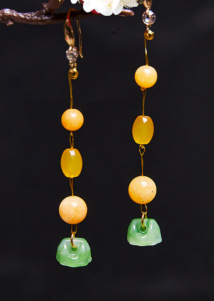 Boutique Jade Patchwork Beeswax Drop Earrings - Omychic