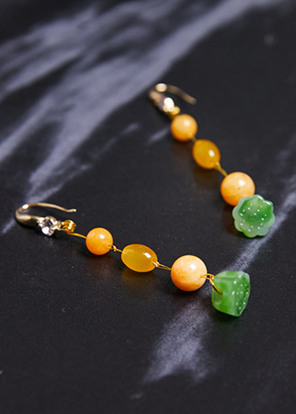 Boutique Jade Patchwork Beeswax Drop Earrings - Omychic