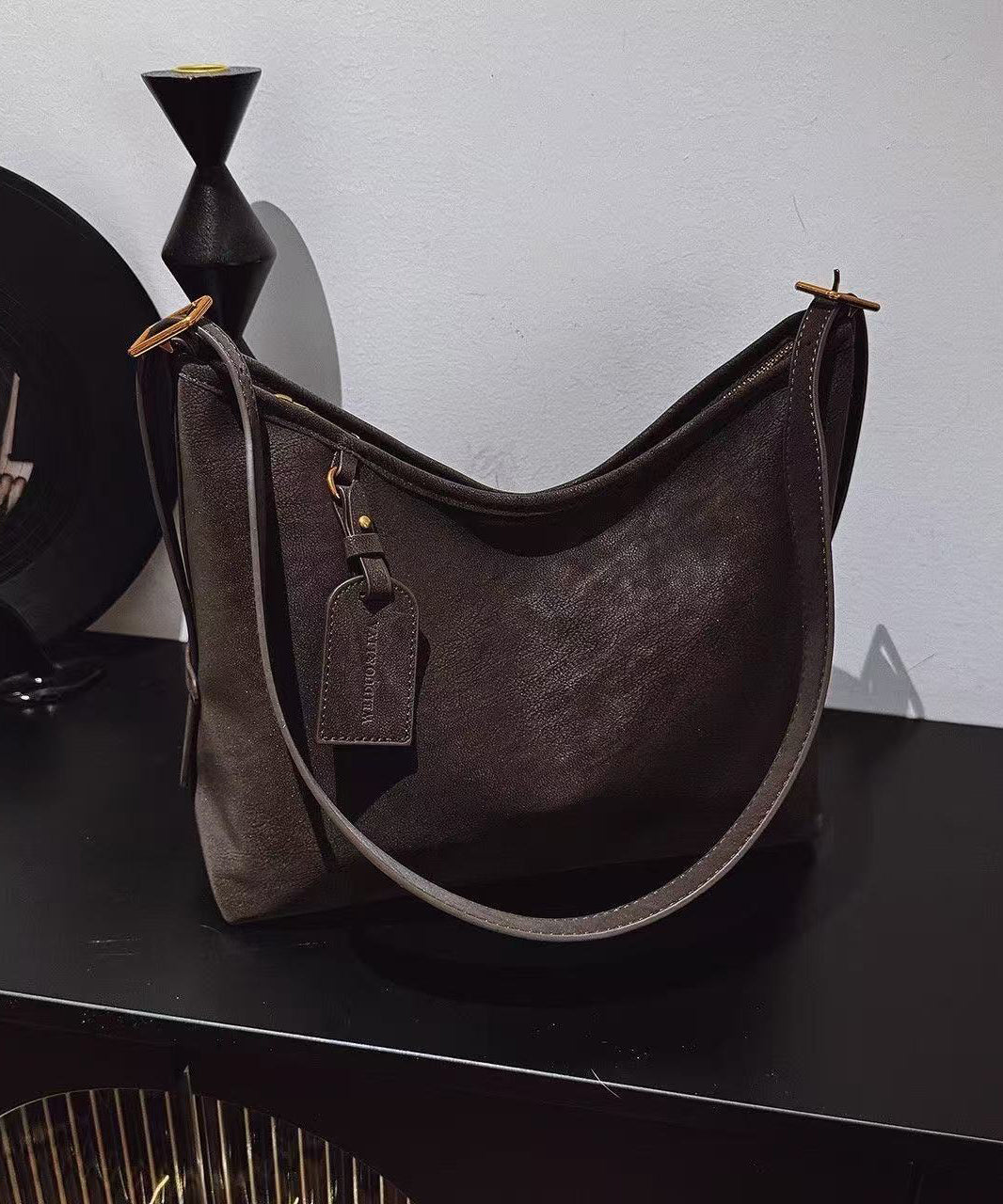 Boutique Khaki Pendant Solid Durable Fine Suede Messenger Bag