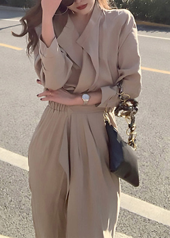 Boutique Khaki Peter Pan Collar Wrinkled Elastic Waist Maxi Dresses Spring