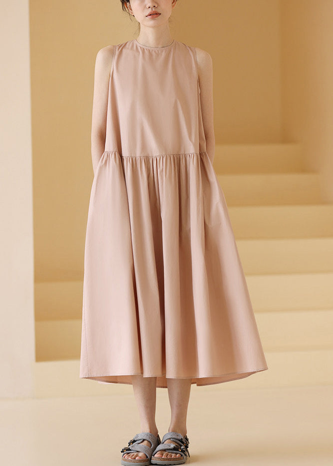 Boutique Light Pink O-Neck Lace Up Holiday Dress Sleeveless