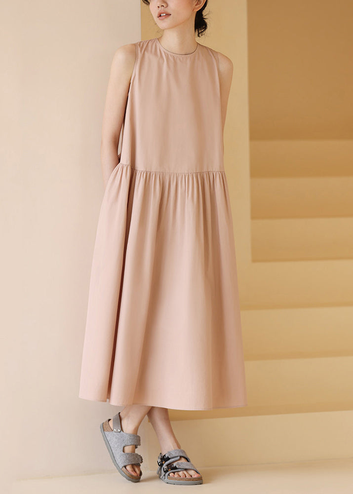 Boutique Light Pink O-Neck Lace Up Holiday Dress Sleeveless