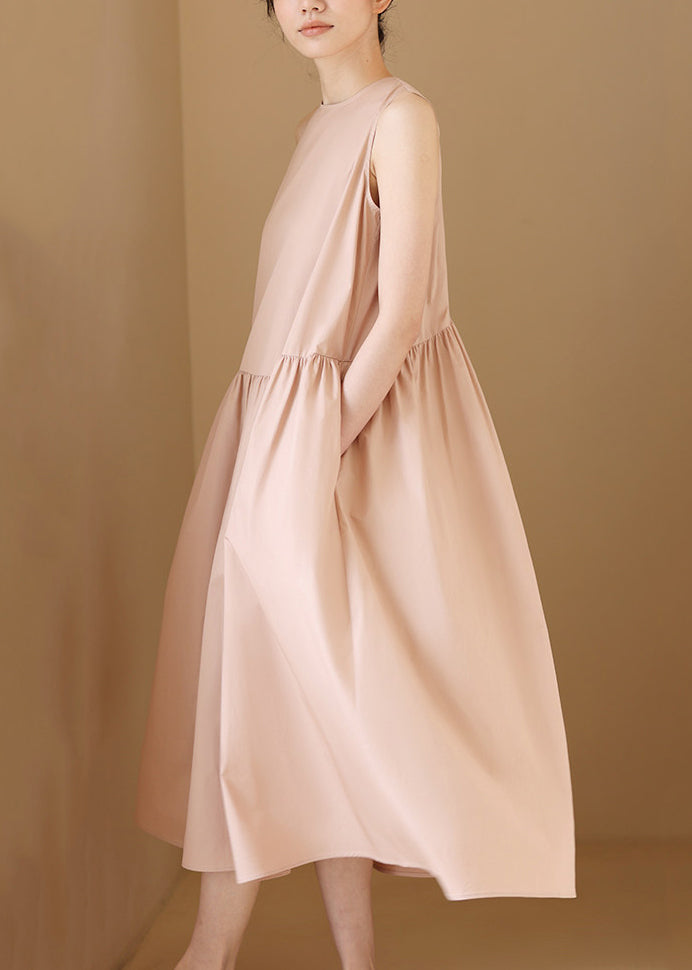 Boutique Light Pink O-Neck Lace Up Holiday Dress Sleeveless
