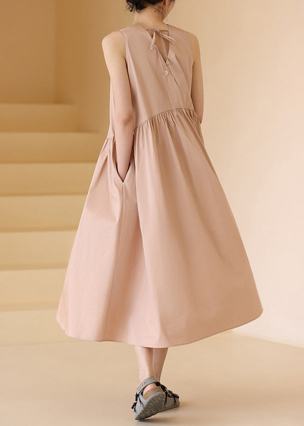 Boutique Light Pink O-Neck Lace Up Holiday Dress Sleeveless