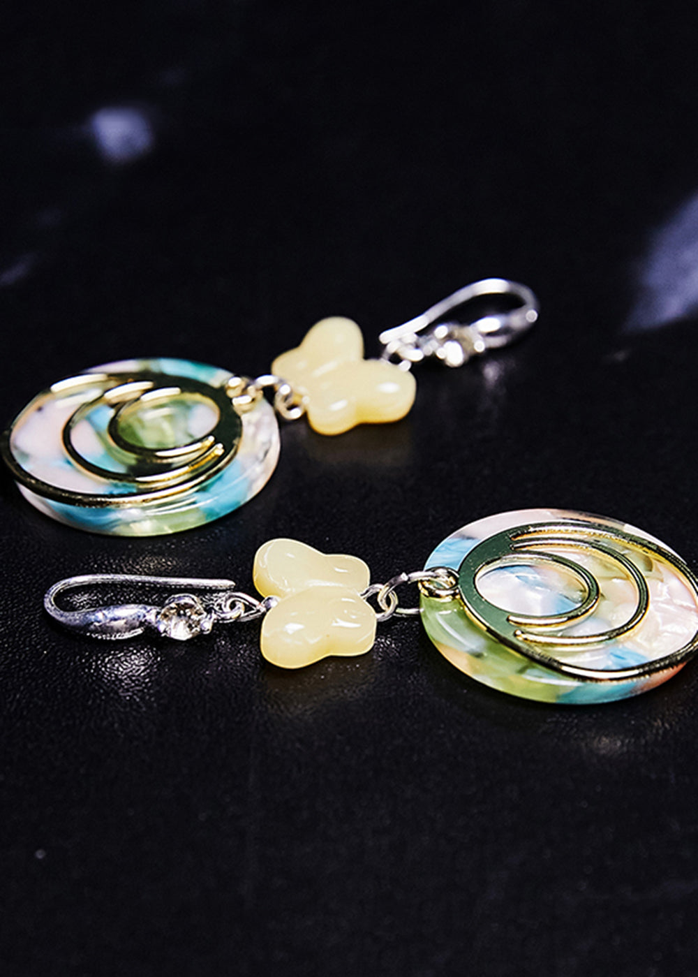 Boutique Light Yellow Butterfly Jade Drop Earrings