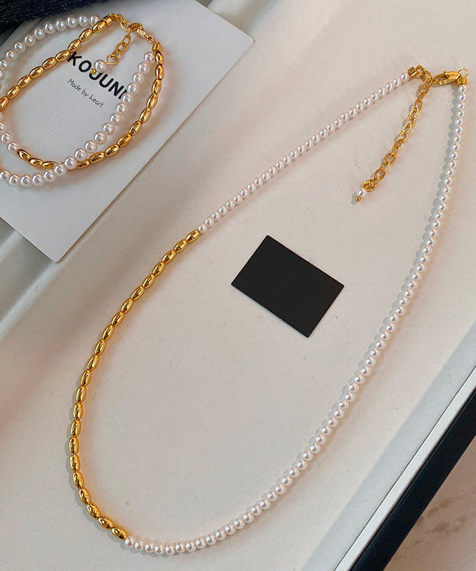 Boutique Luxury Colorblock Pearl Gilding Necklace