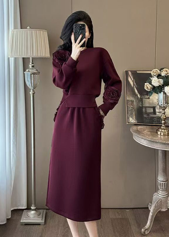 Boutique Mulberry O Neck Floral Cotton Two Piece Set Spring