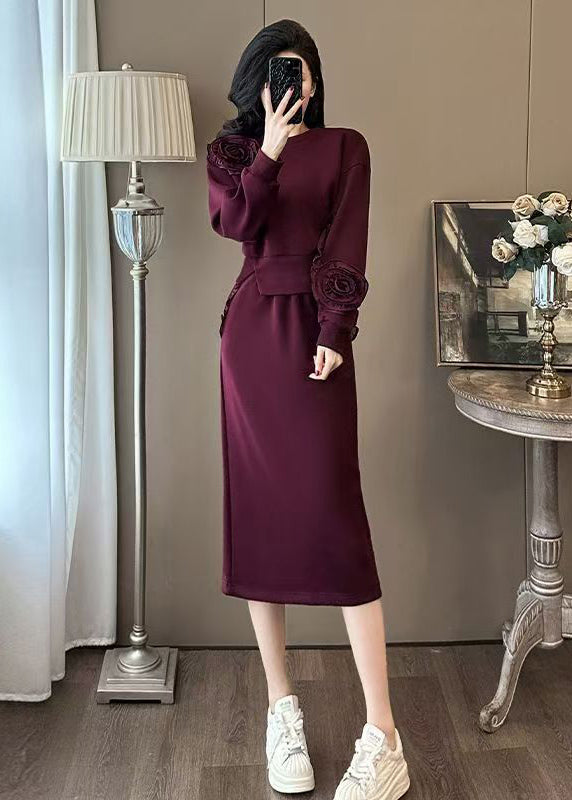 Boutique Mulberry O Neck Floral Cotton Two Piece Set Spring