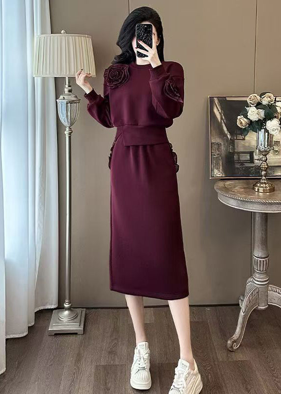 Boutique Mulberry O Neck Floral Cotton Two Piece Set Spring