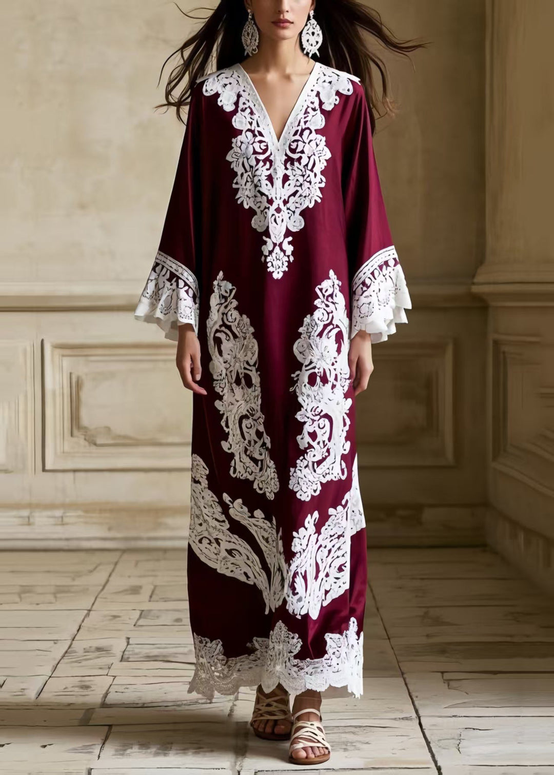 Boutique Mulberry V Neck Patchwork Lace Holiday Dresses Spring