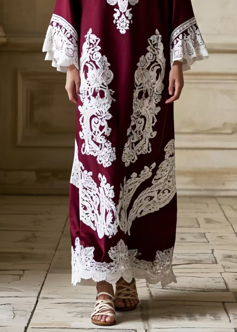 Boutique Mulberry V Neck Patchwork Lace Holiday Dresses Spring