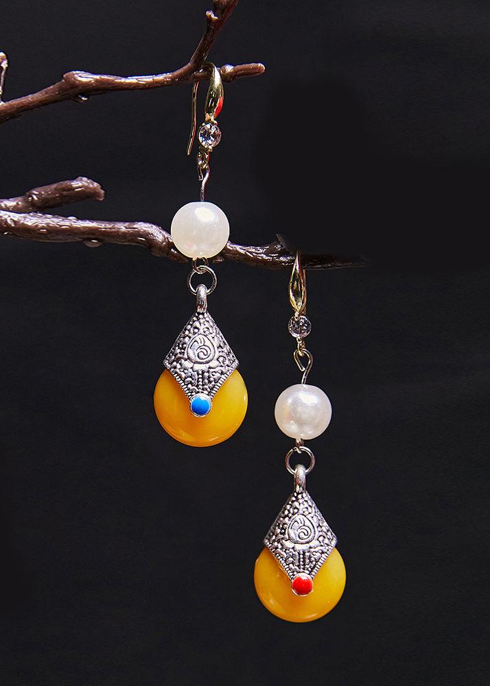 Boutique Pearl Catenation Fine Beeswax Drop Earrings - Omychic