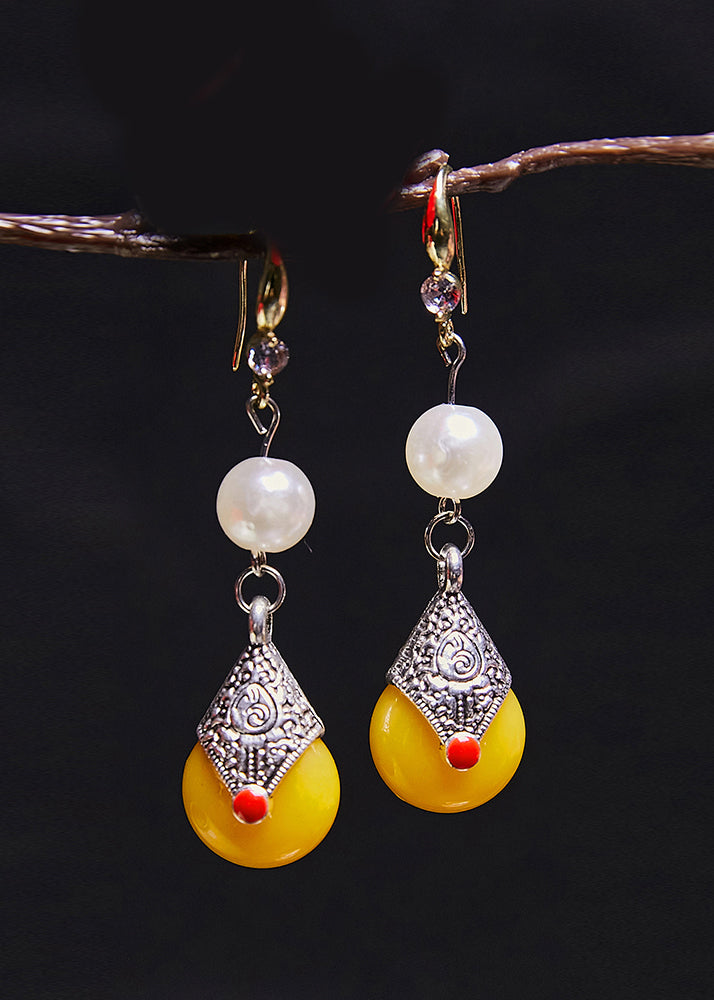 Boutique Pearl Catenation Fine Beeswax Drop Earrings - Omychic