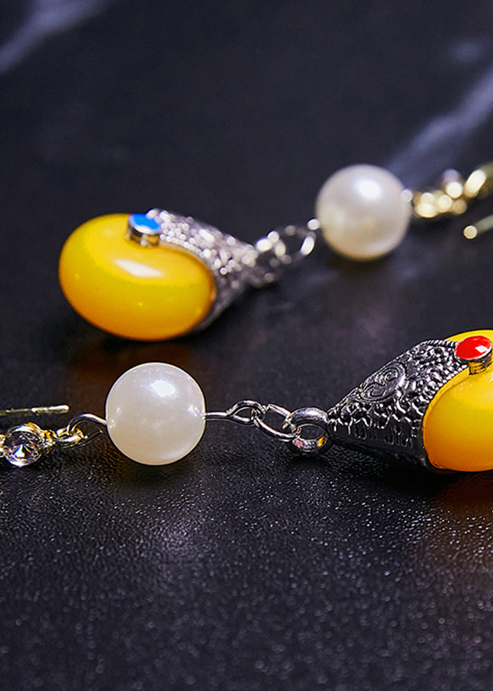 Boutique Pearl Catenation Fine Beeswax Drop Earrings - Omychic
