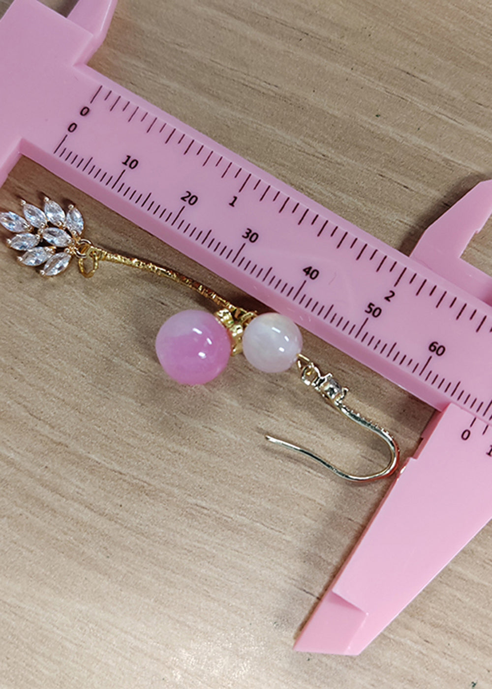 Boutique Pink Beads Zircon Drop Earrings - Omychic