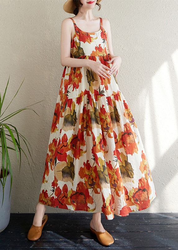Boutique Print Cotton Cami Dresses Exra Large Hem Summer