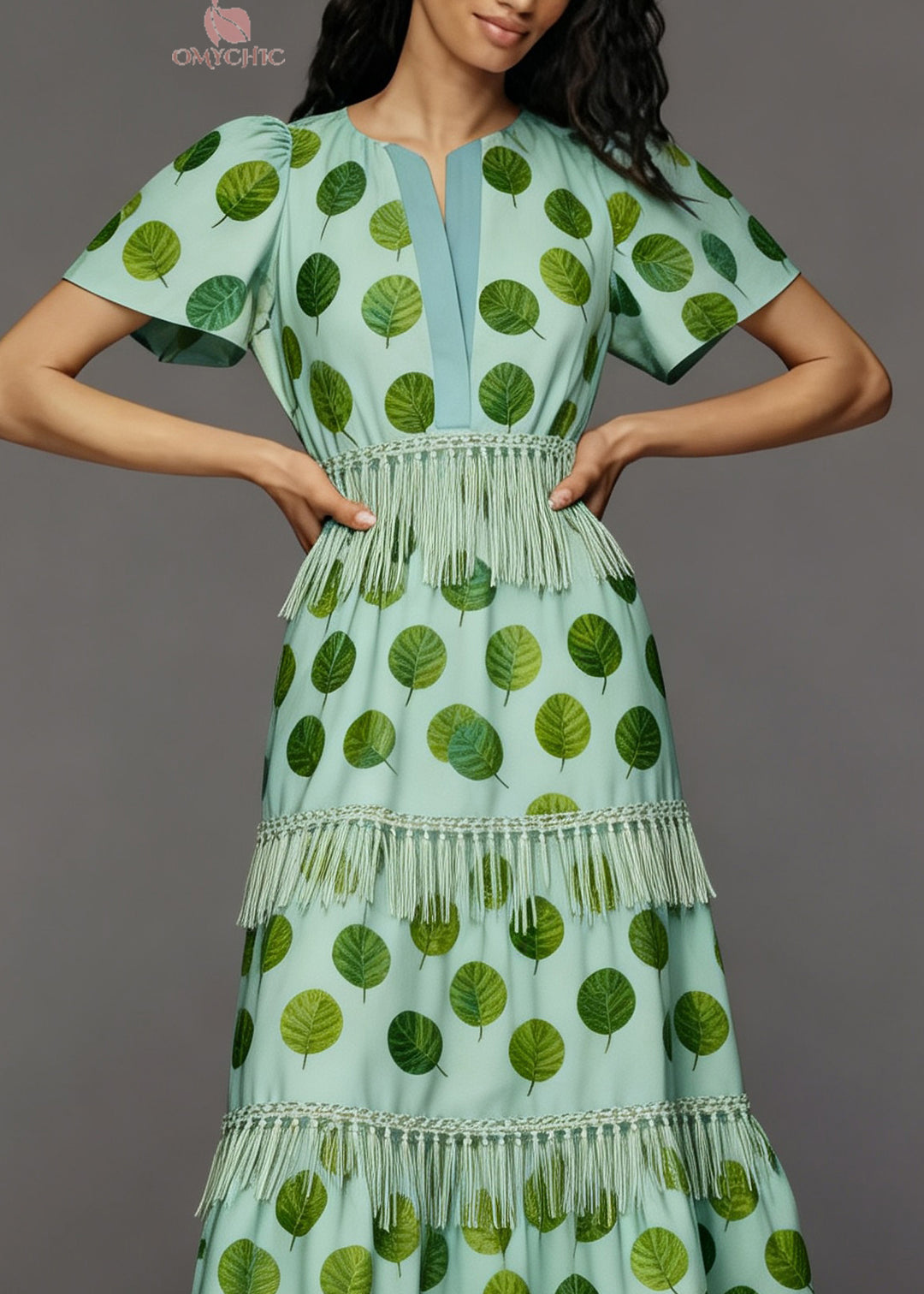 Boutique Print Tasseled Patchwork Cotton Dress Summer
