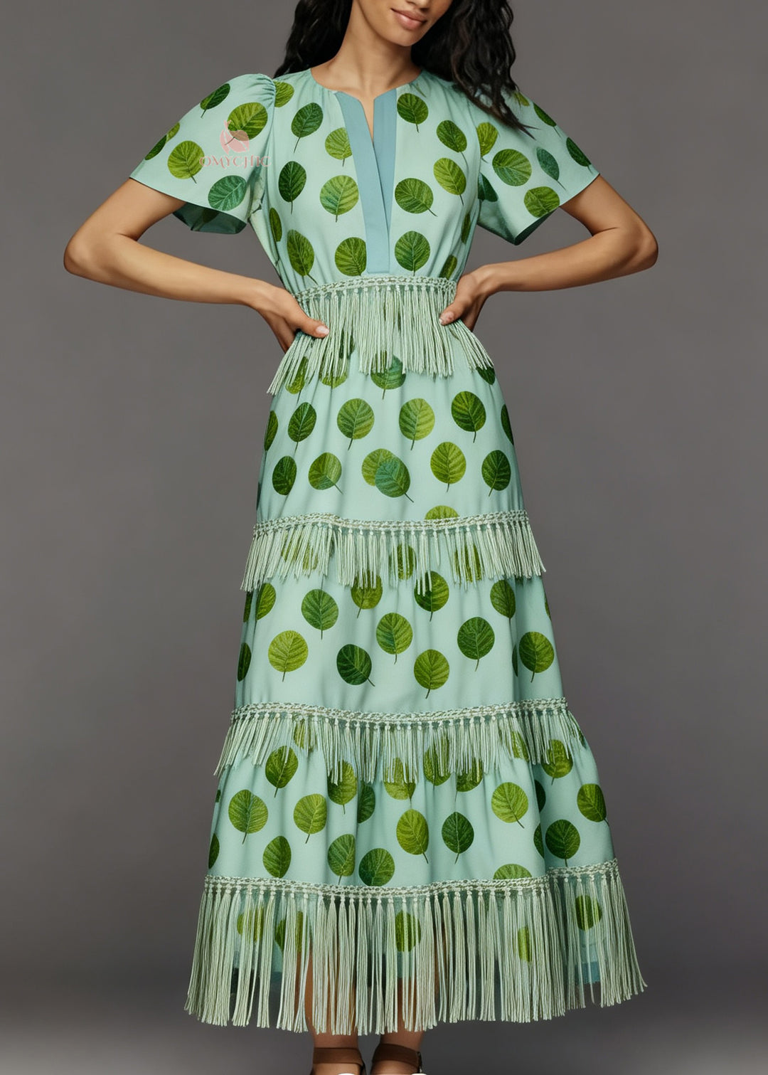 Boutique Print Tasseled Patchwork Cotton Dress Summer