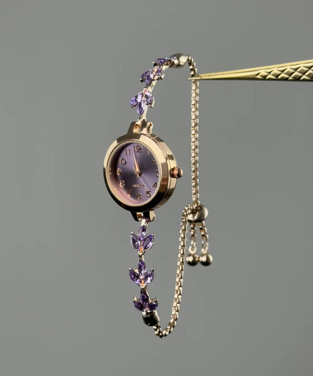 Boutique Purple Alloy Zircon Bauhinia Tassel Watches