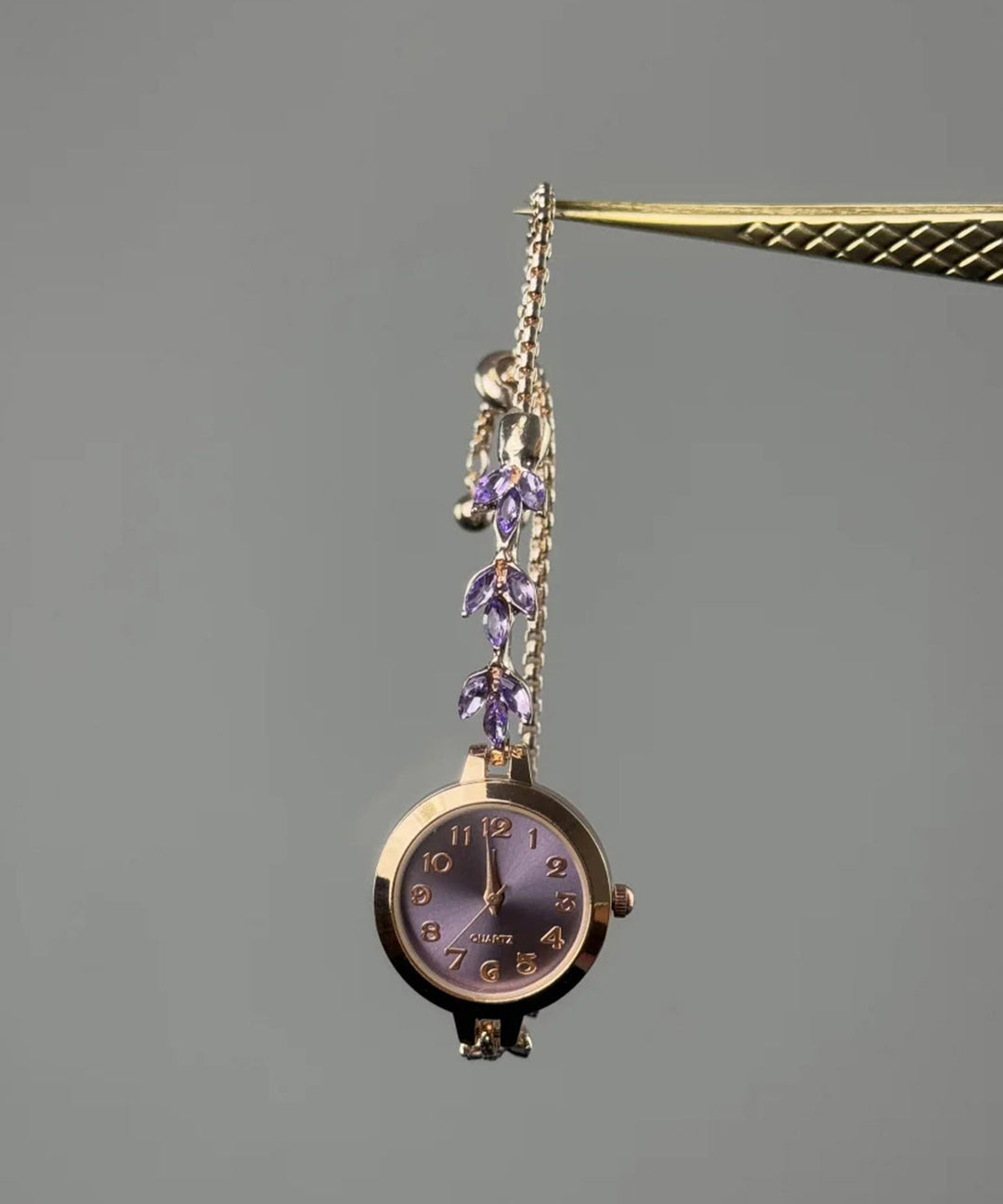 Boutique Purple Alloy Zircon Bauhinia Tassel Watches