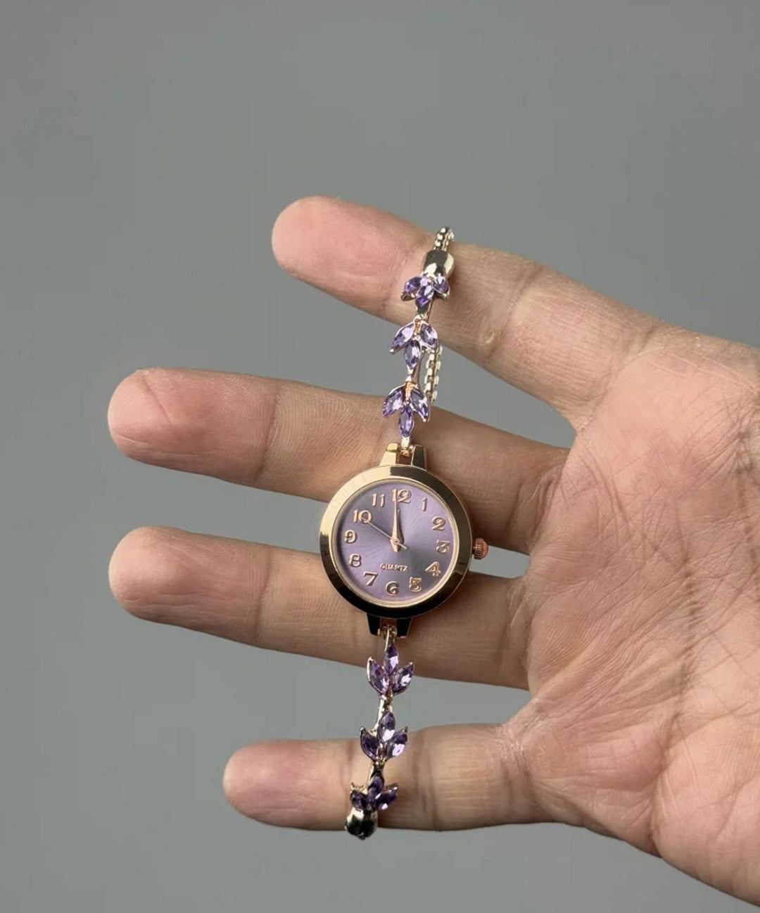 Boutique Purple Alloy Zircon Bauhinia Tassel Watches