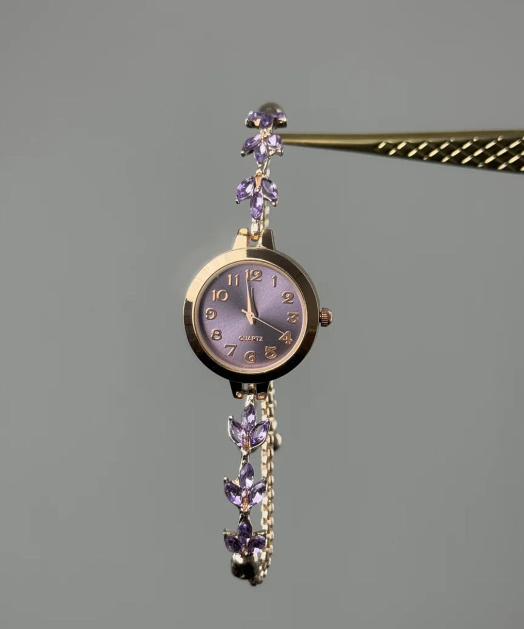 Boutique Purple Alloy Zircon Bauhinia Tassel Watches