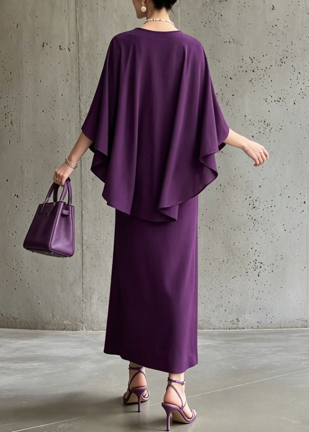 Boutique Purple O Neck Cotton Long Dress Summer