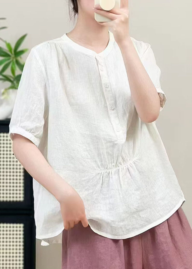Boutique Purple Oversized Wrinkled Linen Shirt Top Summer