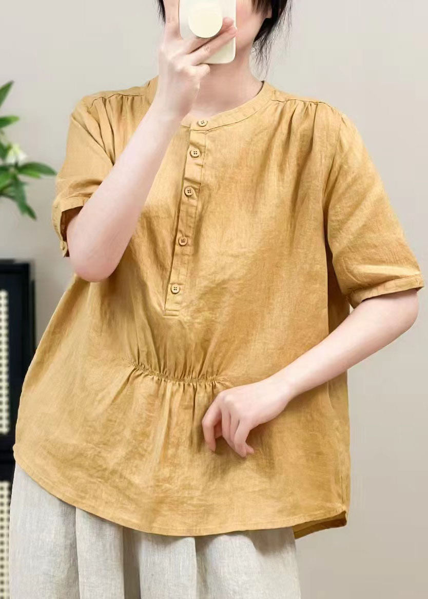 Boutique Purple Oversized Wrinkled Linen Shirt Top Summer