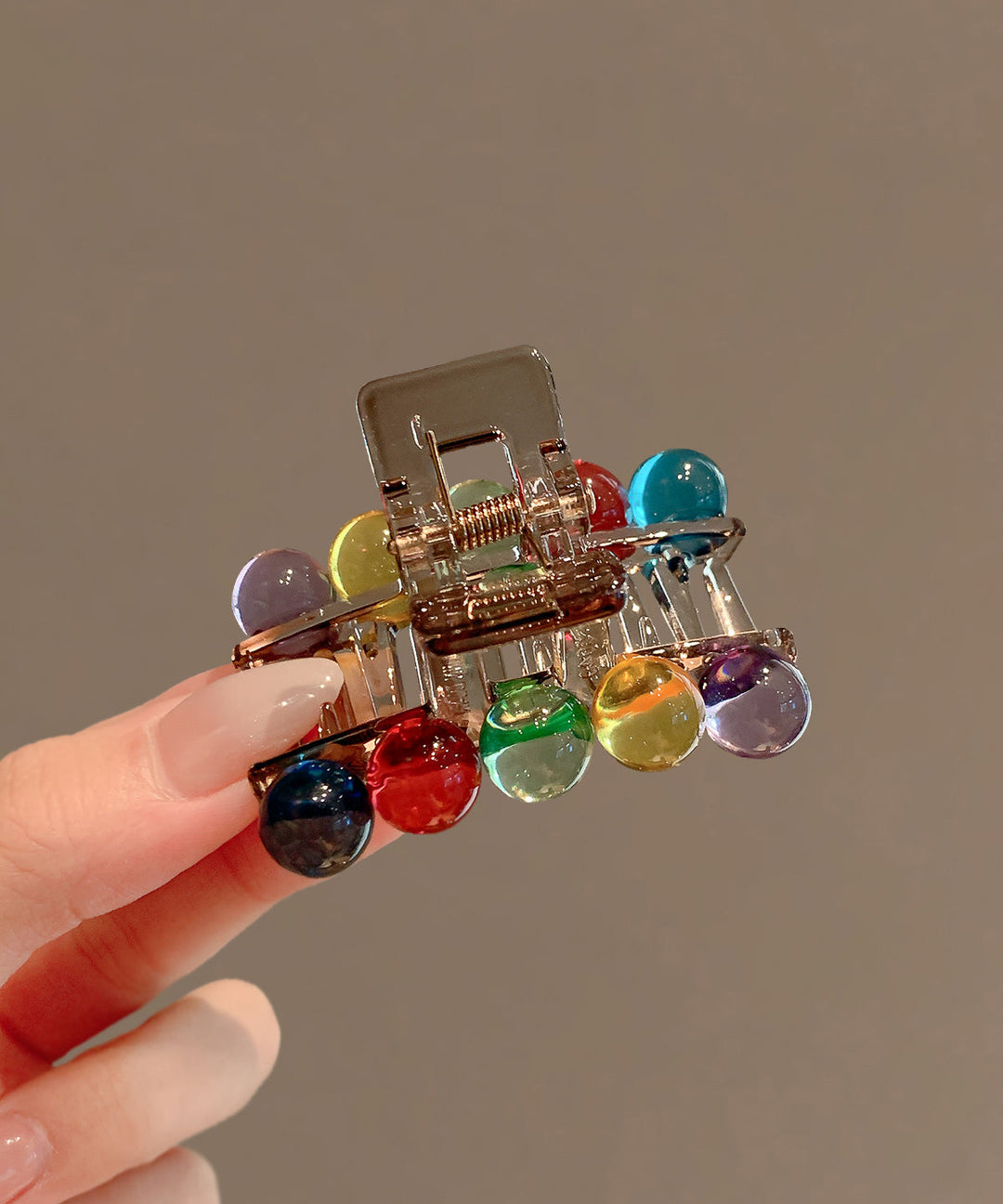 Boutique Rainbow Alloy Acrylic Glass Bead Hairpin