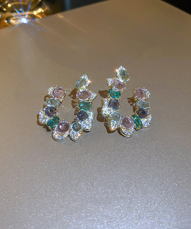Boutique Rainbow Copper Zircon Hoop Earrings