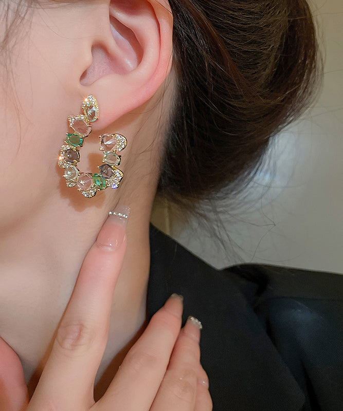 Boutique Rainbow Copper Zircon Hoop Earrings