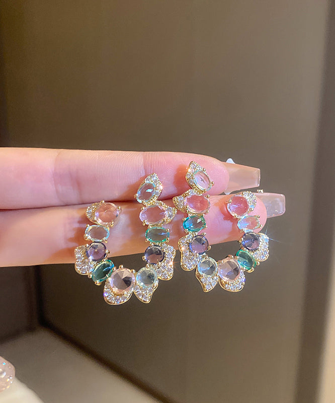 Boutique Rainbow Copper Zircon Hoop Earrings