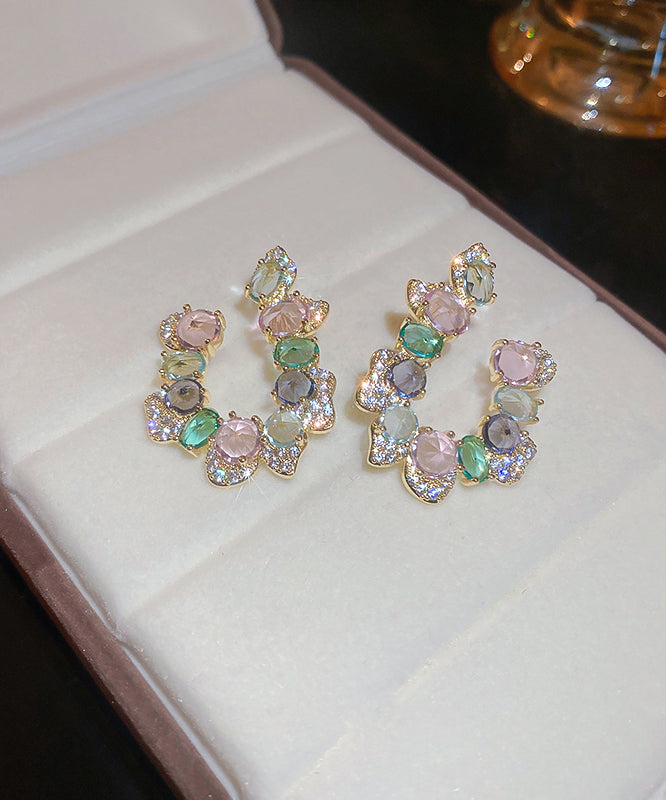Boutique Rainbow Copper Zircon Hoop Earrings