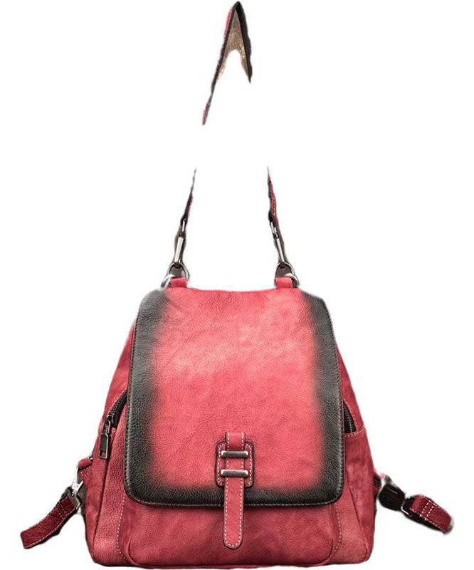 Boutique Red Large Capacity Calf Leather Backpack Bag