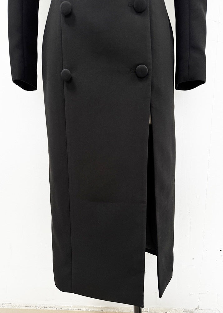 Boutique Red Slash Neck Double Breast Side Open Dress Fall